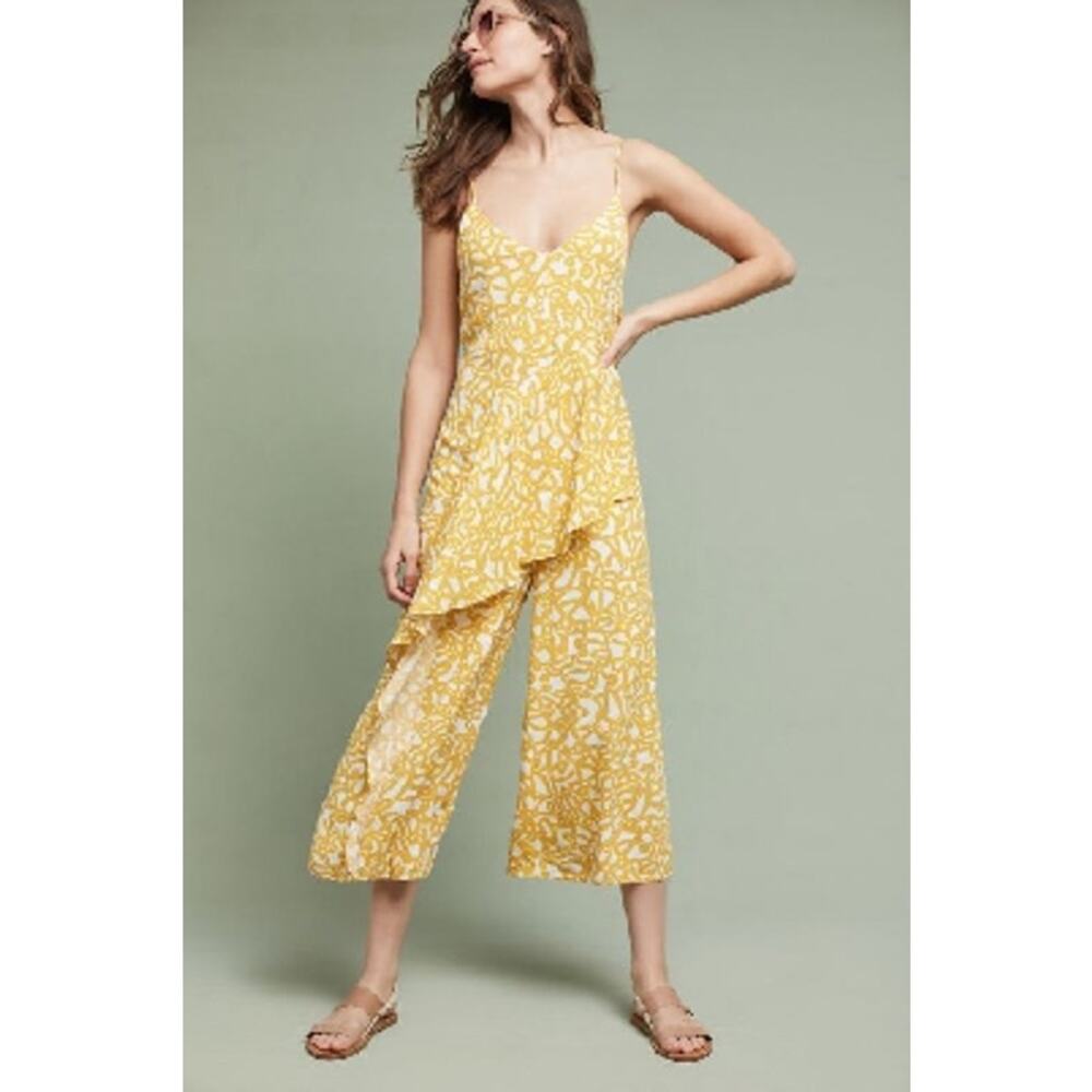 MAEVE BY ANTHROPOLOGIE Women's Daytrip Jumpsuit Size 4 In Yellow Motif